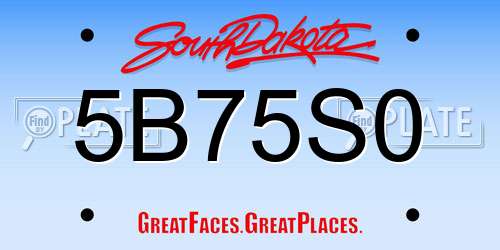 5B75S0 South Dakota License Plate