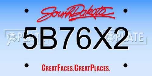 5B76X2 South Dakota License Plate