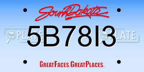 5B78I3 South Dakota License Plate