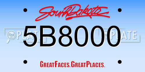 5B8000 South Dakota License Plate