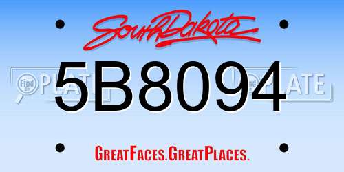 5B8094 South Dakota License Plate