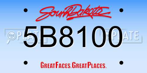 5B8100 South Dakota License Plate