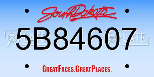 5B84607 South Dakota License Plate