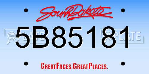 5B85181 South Dakota License Plate