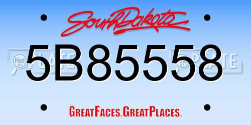 5B85558 South Dakota License Plate
