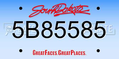 5B85585 South Dakota License Plate