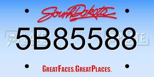 5B85588 South Dakota License Plate