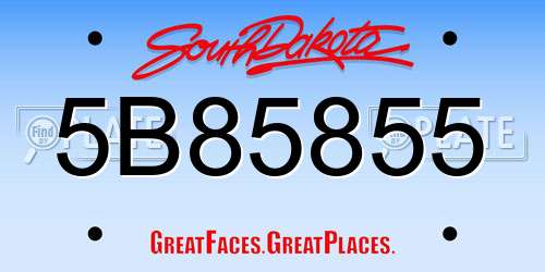 5B85855 South Dakota License Plate