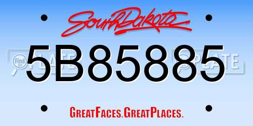 5B85885 South Dakota License Plate