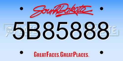 5B85888 South Dakota License Plate