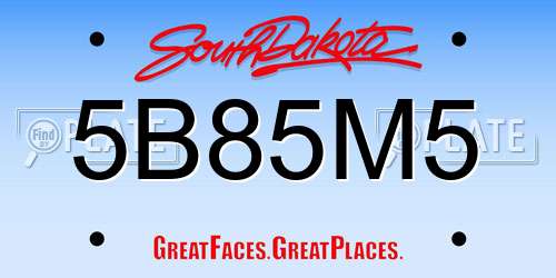 5B85M5 South Dakota License Plate