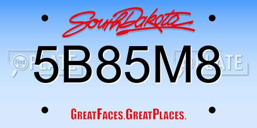5B85M8 South Dakota License Plate