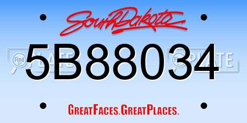 5B88034 South Dakota License Plate