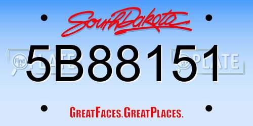5B88151 South Dakota License Plate
