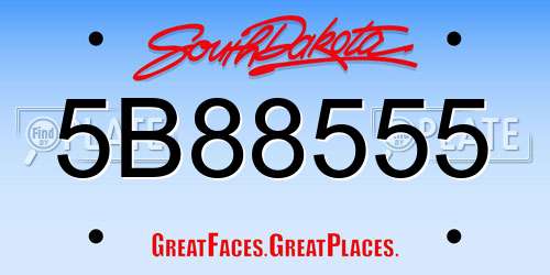 5B88555 South Dakota License Plate