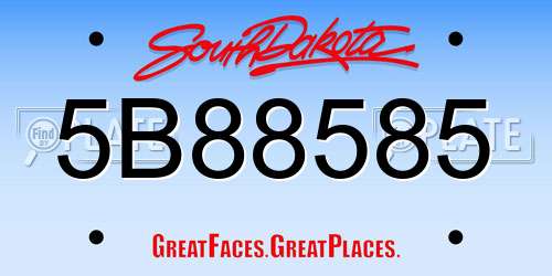 5B88585 South Dakota License Plate