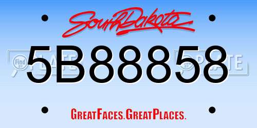 5B88858 South Dakota License Plate