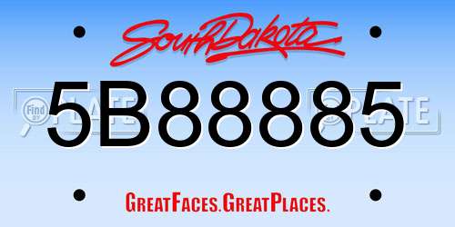 5B88885 South Dakota License Plate