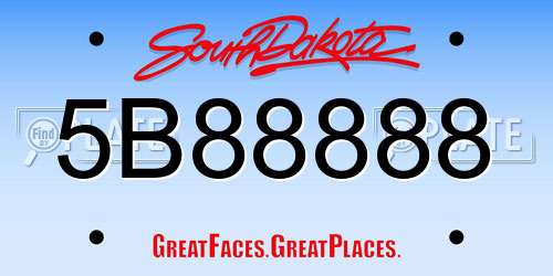 5B88888 South Dakota License Plate