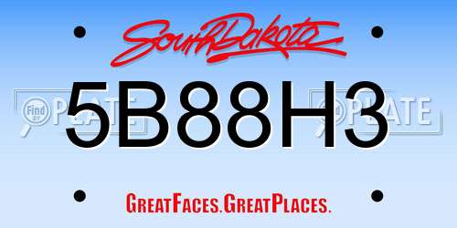 5B88H3 South Dakota License Plate