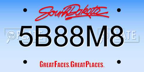 5B88M8 South Dakota License Plate