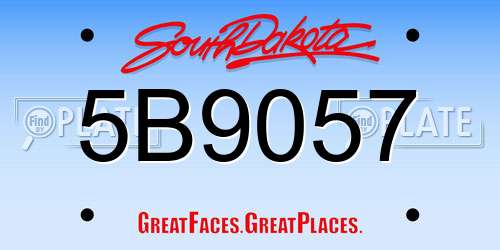 5B9057 South Dakota License Plate