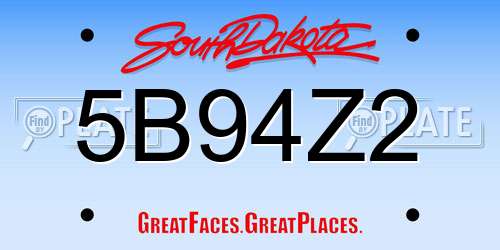 5B94Z2 South Dakota License Plate