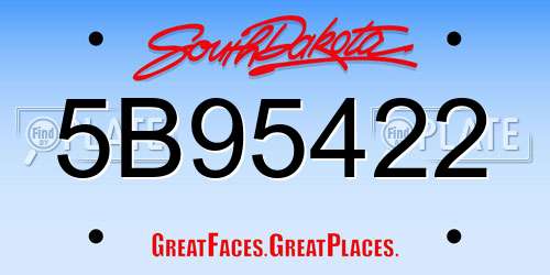 5B95422 South Dakota License Plate