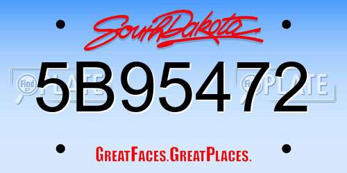 5B95472 South Dakota License Plate