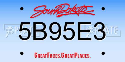 5B95E3 South Dakota License Plate