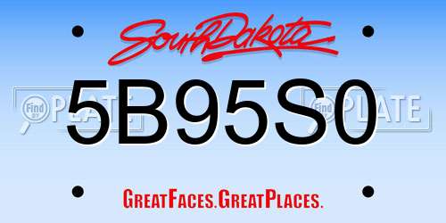 5B95S0 South Dakota License Plate