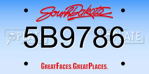 5B9786 South Dakota License Plate