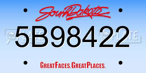 5B98422 South Dakota License Plate