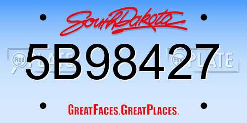 5B98427 South Dakota License Plate