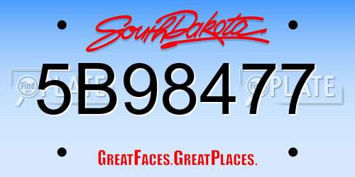5B98477 South Dakota License Plate