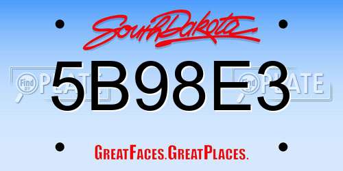 5B98E3 South Dakota License Plate