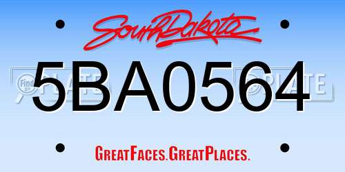 5BA0564 South Dakota License Plate