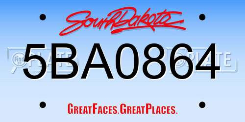 5BA0864 South Dakota License Plate
