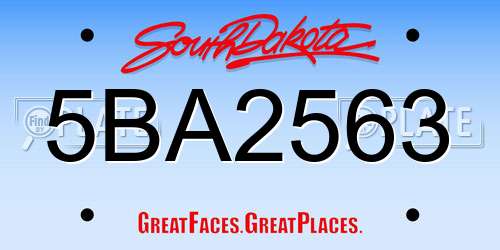 5BA2563 South Dakota License Plate