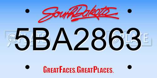 5BA2863 South Dakota License Plate