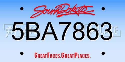 5BA7863 South Dakota License Plate