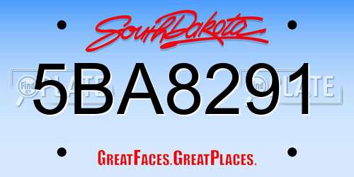 5BA8291 South Dakota License Plate