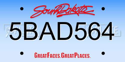 5BAD564 South Dakota License Plate