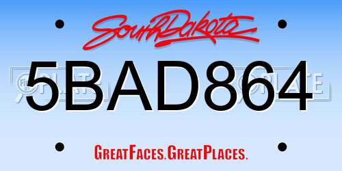 5BAD864 South Dakota License Plate