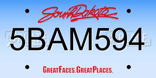 5BAM594 South Dakota License Plate