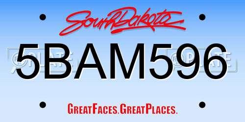 5BAM596 South Dakota License Plate