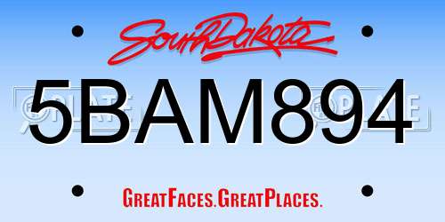 5BAM894 South Dakota License Plate