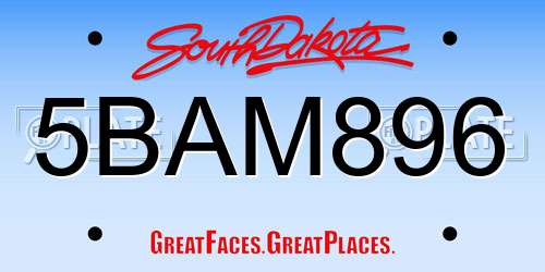 5BAM896 South Dakota License Plate