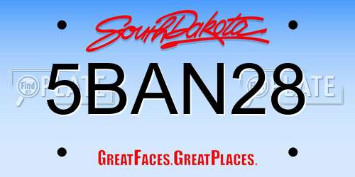 5BAN28 South Dakota License Plate