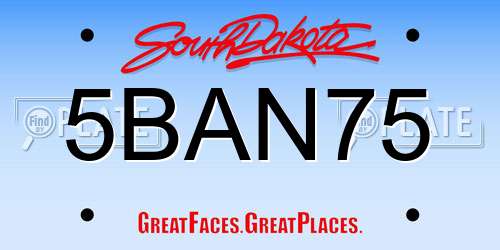 5BAN75 South Dakota License Plate